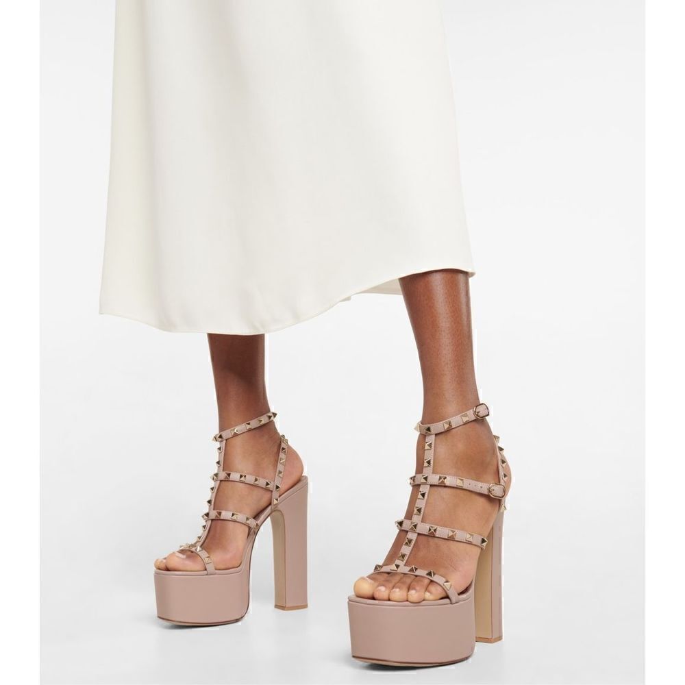 Valentino Garavani Rockstud Platform Heels Nude Size 39.5 - Picture 4 of 12